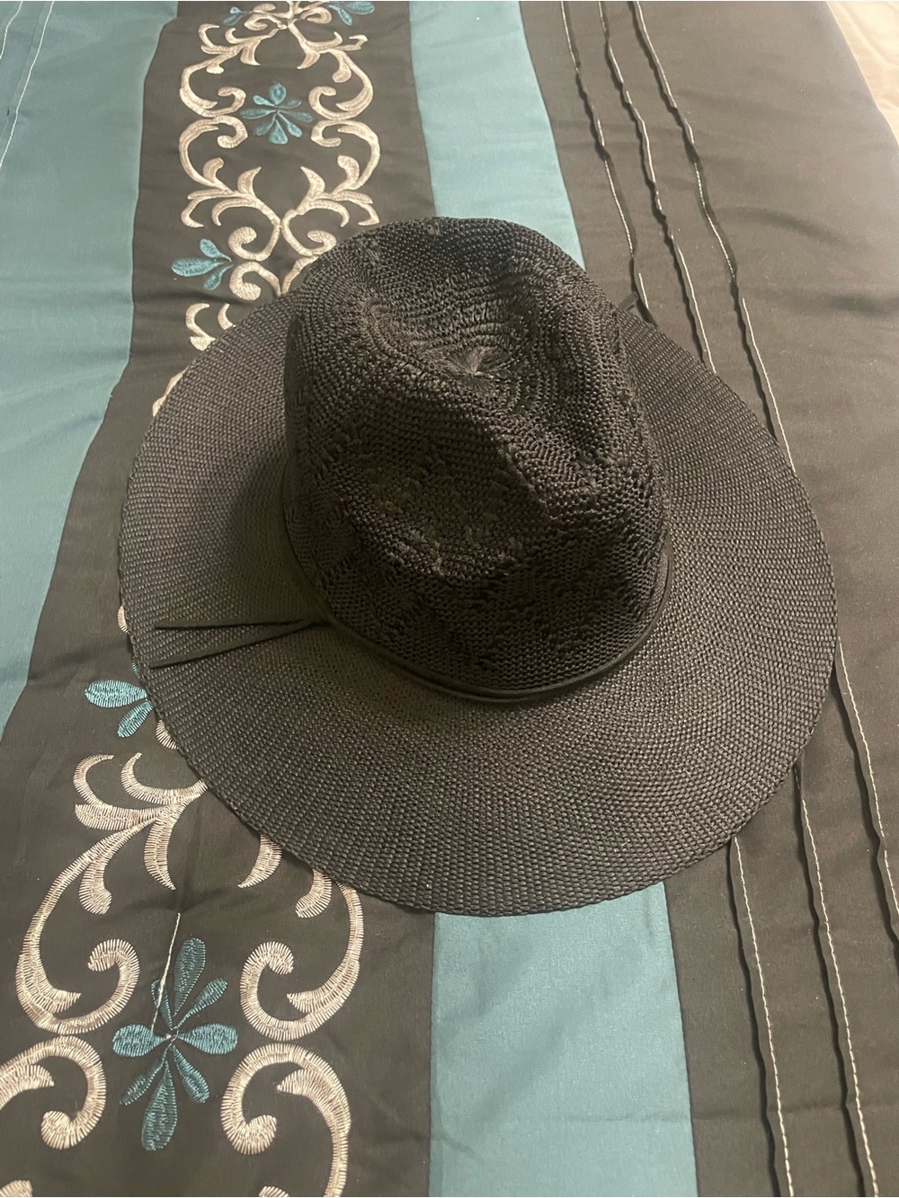 Lane Bryant Black Woven Fedora Hat